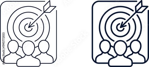 A graphic illustration of two target icons with people and arrows