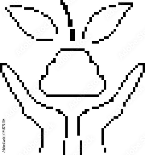 Earth Day pixel icon, eco planet and environmental protection 8 bit retro game style vector