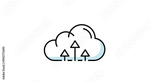 Cloud data upload icon representing cloud storage and digital information transfer concept