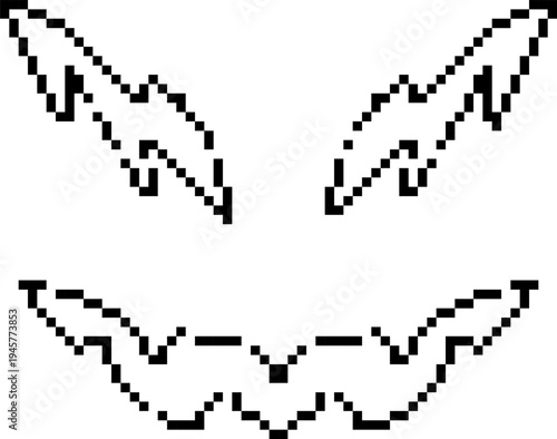 Evil face pixel icon, angry monster expression 8 bit retro game style vector
