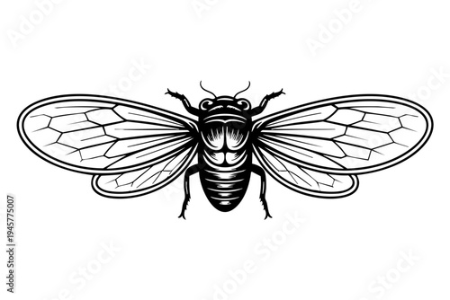 Cicada vintage engraving illustration black and white drawing