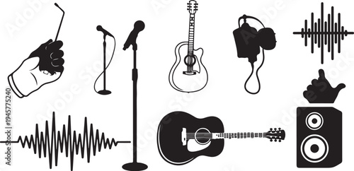 Music icons and equipment for sound and performance artists