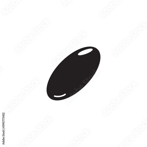 Minimalist black vitamin capsule icon isolated on white background. Simple flat design pill silhouette, perfect for pharmacy branding, health supplements, and medical concepts.
