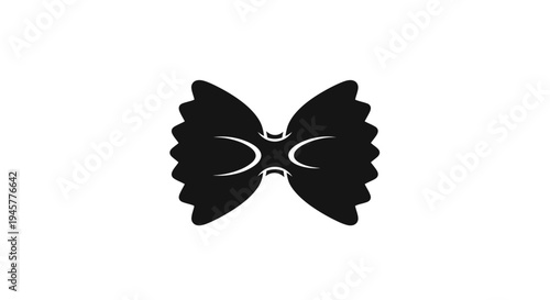 Black Silhouette of Farfalle Pasta Shape on White Background