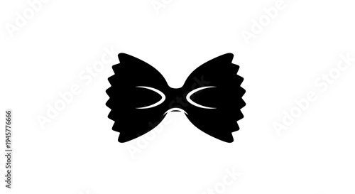 Black Farfalle Pasta Icon with Simple Silhouette Design