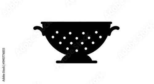 Black Silhouette of Kitchen Colander with Handles