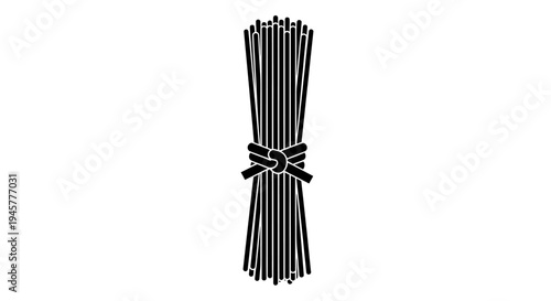 Black Silhouette of Bundled Wheat Stalks with Ribbon