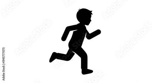 Silhouette Icon of a Running Person in Motion