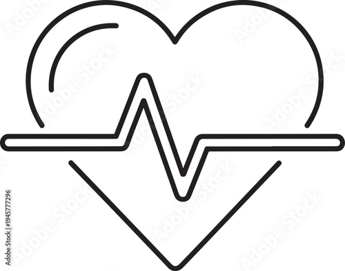 Minimal heartbeat line inside heart shape fitness activity