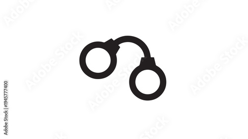 Handcuffs icon with black metallic rings and connecting chain, representing security and restraint on a white background.