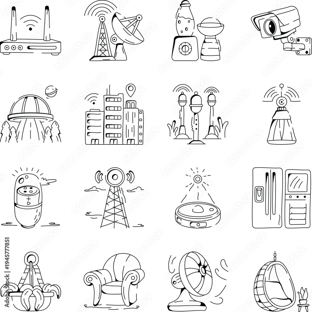 Obraz premium Collection of City Lifestyle Hand Drawn Illustrations 