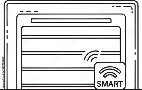 Minimal smart garage door with wi fi symbol and smart label