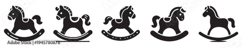 rocking horse toy vector with silhouette style