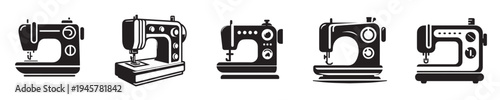 sewing machine vector in silhouette style