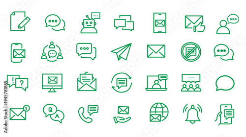 Message icon set. Editable line icons. Vector illustration.