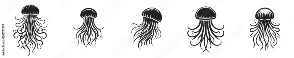 Fototapeta premium jellyfish vector with silhouette style