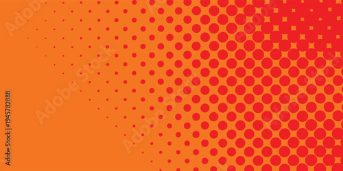 Dots halftone orange color pattern gradient texture with technology digital background. Dots pop art comics with summer background. modern Dots halftone vector modern design eps10