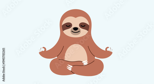 Cute Sloth Meditating in Lotus Pose Calmly.