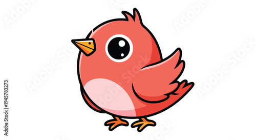 Cute cartoon red bird illustration.