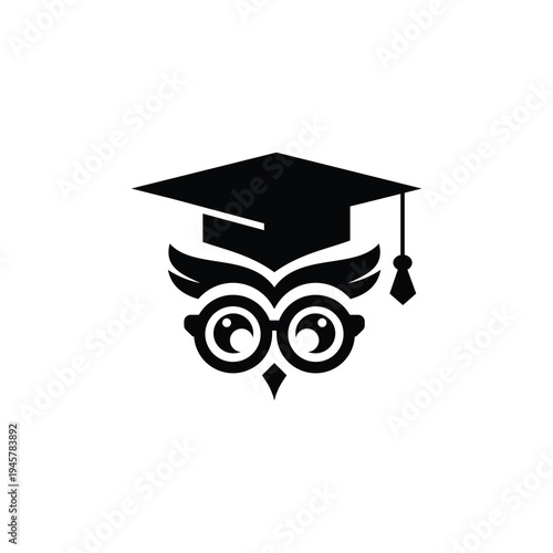 Wise Owl with Graduation Cap Symbol of Knowledge and Education.