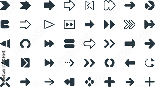 Collection of 3D green glowing arrows pointing various directions on dark background for business growth and success