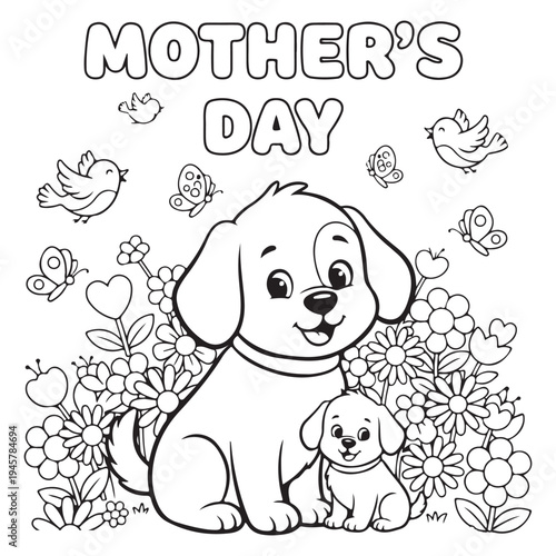 Cute Dog Mothers Day , Puppy Mom Love Design