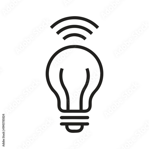 Smart Light Bulb with WiFi Signal Line Icon, Idea and Wireless Technology Concept Vector