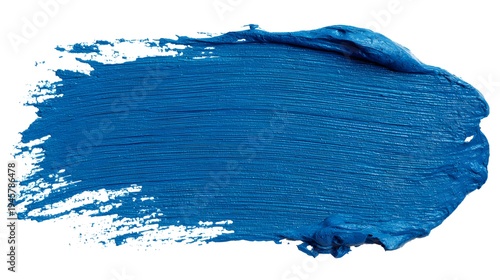 Vibrant Blue Paint Stroke Texture on White Background.