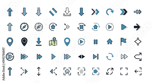 Aesthetic Collection of Diverse, Modern, and Informative Vector Icons for Navigation