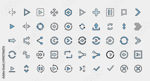 Aesthetic Vector Icon Collection Featuring Symbols and Directional Elements for Design
