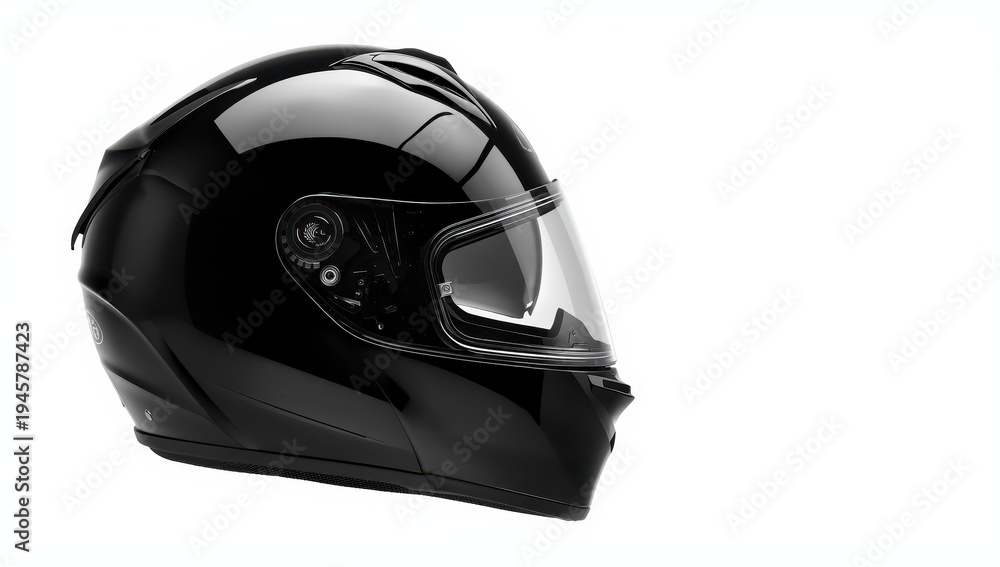 Fototapeta premium Isolated black helmet on white