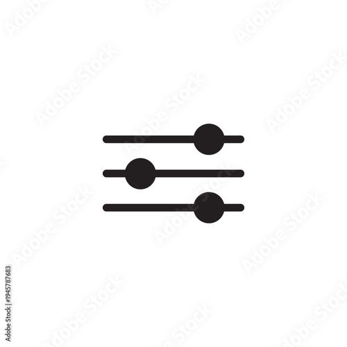 Minimalist black settings sliders vector icon. Simple flat adjustment design for app interface, audio levels, and filter control symbols.
