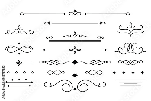 Ornate Decorative Borders and Dividers Collection Elegant Flourishes Vintage Design Elements Vector Graphics