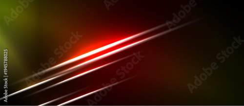 Abstract background features diagonal lines, vibrant red glow, dark shades. Gradient transitions create dynamic visual effect.