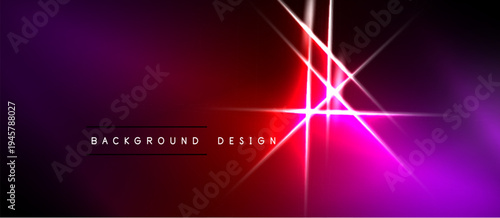 Vibrant abstract background. Red, purple gradients create dynamic light effects. Lines intersect, forming bright focal point. Modern design element.