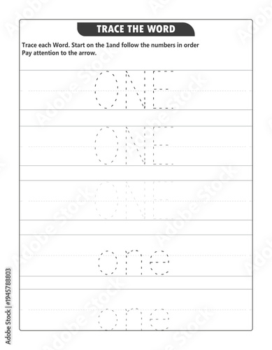 Number One Tracing Worksheet for Kids: Capital and Lowercase Letters Handwriting Practice