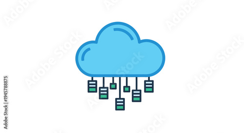Conceptual illustration depicting cloud computing and data storage for digital concepts