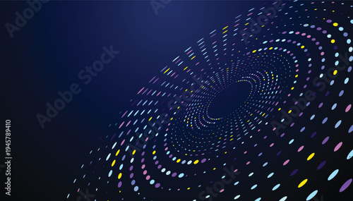 Abstract Neon Spiral Particle Vortex Futuristic Tech Background