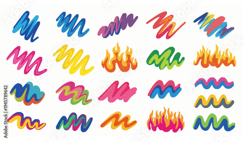 Stylized Abstract Organic Squiggle Line Vector Pattern for Party and Kids Design