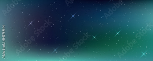 Aurora Gradient Starry Night Background with Twinkling Stars and Cosmic Glow