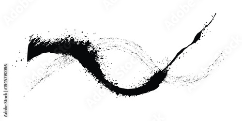 Abstract Black Ink Brush Stroke Scratch Texture Set, Rough Grunge Paint Lines, Modern Minimal Black Brushstroke Banners, Dynamic Hand Drawn Ink Stroke Vector Design Elements