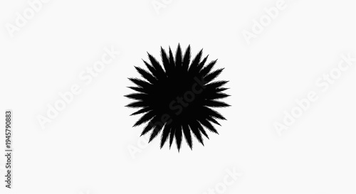 A stylized black spiky sphere resembling a hedgehog or porcupine silhouette