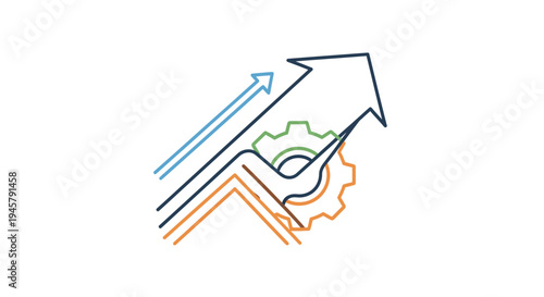 Conceptual illustration depicting business growth, progress, and innovative development