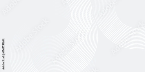 Abstract white glowing geometric lines on gray background. Modern shiny circle lines pattern.