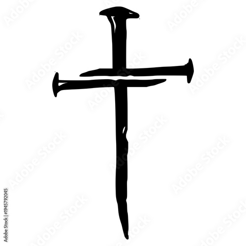 A minimalist vector graphic of a dagger crossed with a sword in a bold black silhouette on a white background