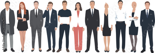 business people group standing together in formal wear office workers flat vector illustration isolated on white background