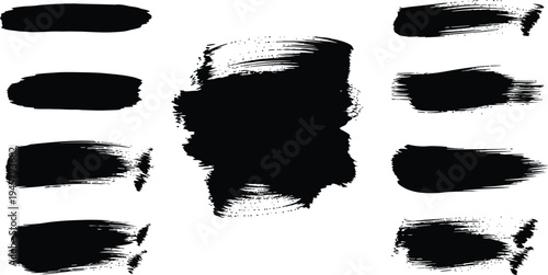 Brush stroke samples on white background