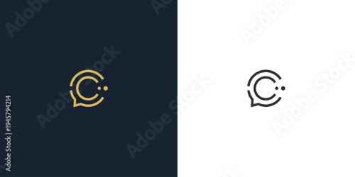 Minimalist Letter C Chat Bubble Logo Design with Two Dots.
