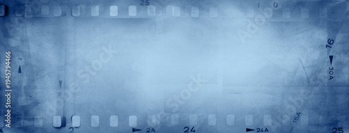 Schilderij op canvas Film negatives blue background