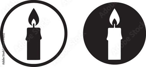 Black and white circles with black and white candles with flames also transparent background black circle